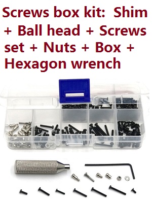 Wltoys K969 K979 K989 K999 P929 P939 RC Car spare parts Screws box kit: Shim + Ball head + Screws + Nuts + Box + Hexagon wrench