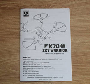 Kai Deng K70 K70C K70H K70W K70F RC quadcopter drone spare parts English manual book