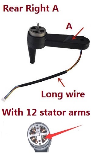 LI YE ZHAN TOYS LYZRC L900 Pro RC Drone spare parts side motor bar Rear A Black (With 12 stator arms) - Click Image to Close