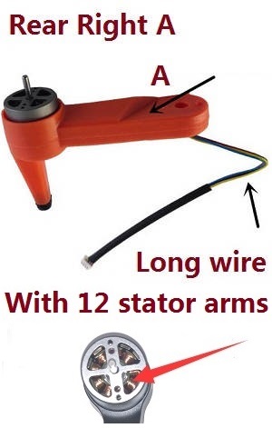 LI YE ZHAN TOYS LYZRC L900 Pro RC Drone spare parts side motor bar Rear A Orange (With 12 stator arms) - Click Image to Close