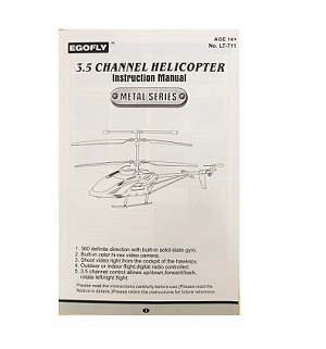 Egofly LT-711 LT-713 RC helicopter spare parts English manual book