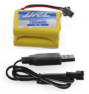 JJRC Q60 RC Military Truck Car spare parts 6V 700mAh battery + USB charger wire - Click Image to Close