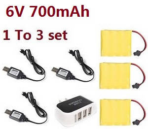 JJRC Q62 RC Military Truck Car spare parts 1 to 3 charger set + 3*6V 700mAh battery set