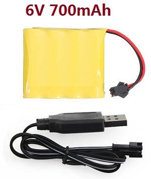 JJRC Q63 RC Military Truck Car spare parts 6V 700mAh battery + USB charger wire - Click Image to Close