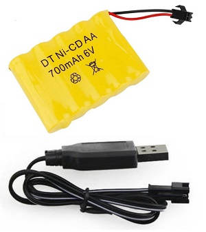 JJRC Q64 RC Military Truck Car spare parts 6V 700mAh battery + USB charger wire