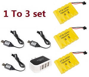 JJRC Q64 RC Military Truck Car spare parts 1 to 3 charger set + 3*6V 700mAh battery set