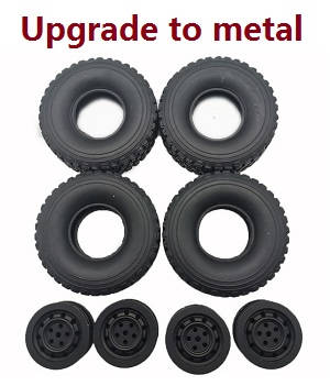 JJRC Q65 RC Military Truck Car spare parts tire skins with metal hubs set (Black) - Click Image to Close