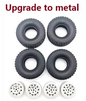 JJRC Q65 RC Military Truck Car spare parts tire skins with metal hubs set (Silver) - Click Image to Close