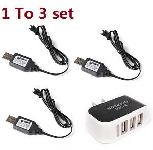 JJRC Q65 RC Military Truck Car spare parts 1 to 3 charger adapter with 3pcs 4.8V USB charger wire - Click Image to Close