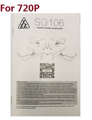 ZLRC ZZZ SG106 RC drone quadcopter spare parts English manual instruction book (For 720P)