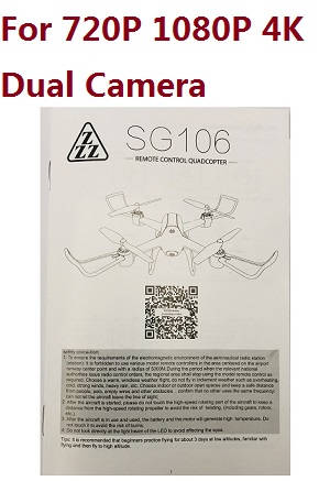 ZLRC ZZZ SG106 RC drone quadcopter spare parts English manual instruction book (For 720P 1080P 4K dual camera)