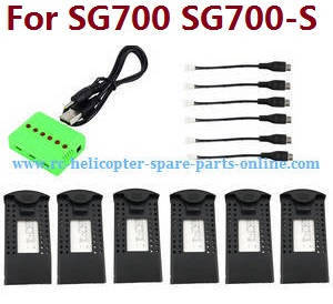 SG700 SG700-S SG700-D RC quadcopter spare parts 1 to 6 charger box set + 6pcs battery set (For SG700 SG700-S)