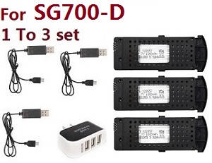 SG700 SG700-S SG700-D RC quadcopter spare parts 1 to 3 charger wire set and 3pcs battery (For SG700-D) - Click Image to Close
