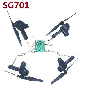 ZLRC SG701 SG701S RC drone quadcopter spare parts side motor bar set + main blades + PCB board (Assembled) for SG701 - Click Image to Close