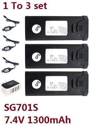 ZLRC SG701 SG701S RC drone quadcopter spare parts 1 to 3 charger set + 3*7.4V 1300mAh battery for SG701S