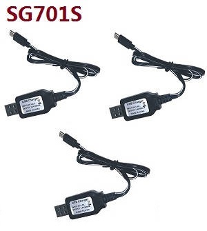 ZLRC SG701 SG701S RC drone quadcopter spare parts 7.4V USB charger wire 3pcs for SG701S - Click Image to Close