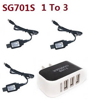 ZLRC SG701 SG701S RC drone quadcopter spare parts 1 to 3 charger adapter with 3*USB charger wire set for SG701S - Click Image to Close