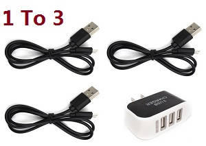 SG906 PRO 2 Xinlin X193 CSJ X7 Pro 2 RC drone quadcopter spare parts 1 to 3 charger adapter with 3*USB charger wire set - Click Image to Close