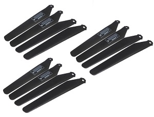 MJX T04 T604 T-64 RC helicopter spare parts main blades 3set Black - Click Image to Close