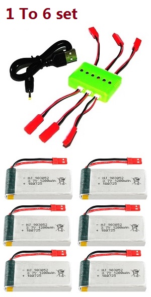 MJX T04 T604 T-64 RC helicopter spare parts 1 to 6 charger set + 6*3.7V 1200mAh battery set