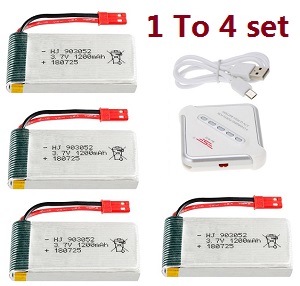 MJX T04 T604 T-64 RC helicopter spare parts 1 to 4 charger + 4*3.7V 1200mAh battery set - Click Image to Close