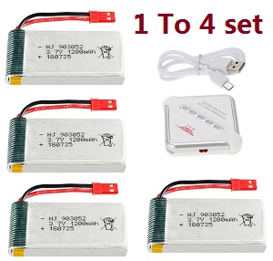 MJX T04 T604 T-64 RC helicopter spare parts 1 to 4 charger + 4*3.7V 1200mAh battery set
