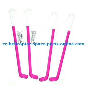 MJX T40 T640 T40C T640C RC helicopter spare parts main blades (2x upper + 2x lower) pink color - Click Image to Close