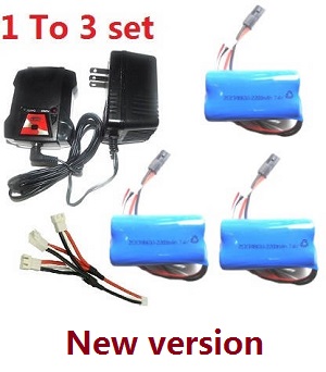 MJX T55 T655 RC helicopter spare parts 1 to 3 charger set + 3*7.4V 2200mAh battery set (New version) Black plug - Click Image to Close
