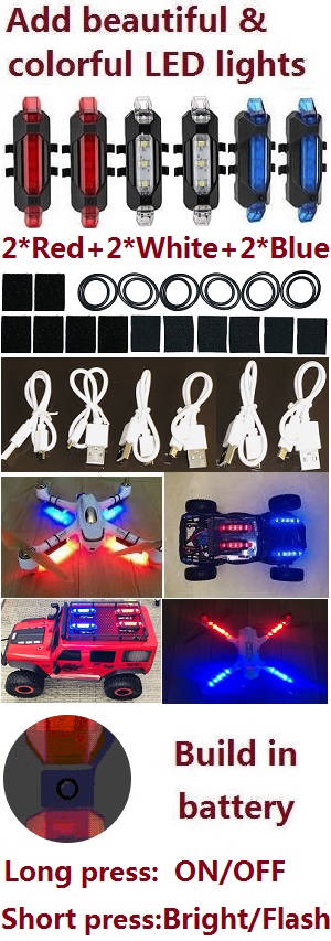 Wltoys 104001 Add upgrade beautiful and colorful LED lights 6pcs/set (2*Red+2*White+2*Blue)