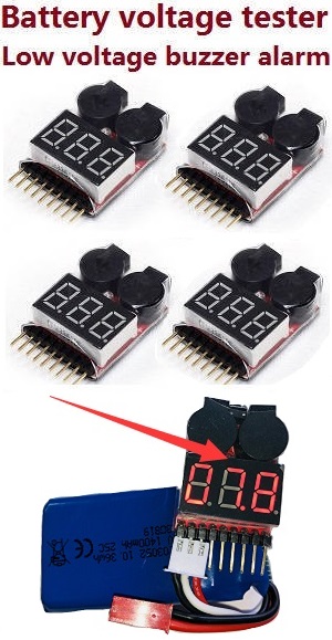 Lipo battery voltage tester low voltage buzzer alarm (1-8s) 4pcs