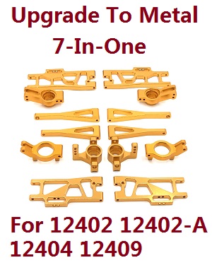 Wltoys 12409 RC Car spare parts upgrade to metal 7-In-One group (metal Gold color)