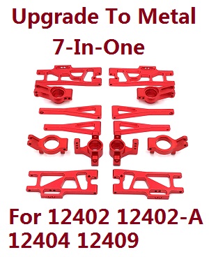 Wltoys 12409 RC Car spare parts upgrade to metal 7-In-One group (metal Red color)