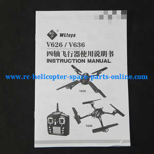 Wltoys WL V636 quadcopter spare parts English manual instruction book - Click Image to Close