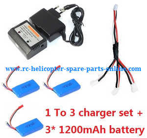 Wltoys WL V656 V666 quadcopter spare parts 1 To 3 charger set + 3* battery (7.4V 1200mAh) - Click Image to Close