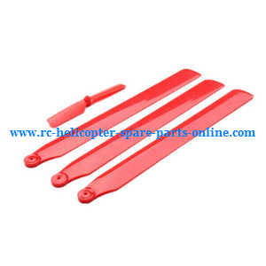Wltoys WL V931 XK K123 AS350 RC helicopter spare parts main blades + tail blade (Red) - Click Image to Close