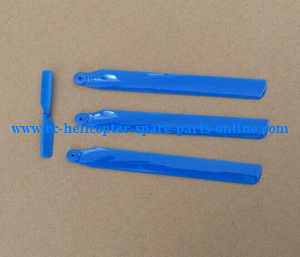 Wltoys WL V931 XK K123 AS350 RC helicopter spare parts main blades + tail blade (Blue) - Click Image to Close