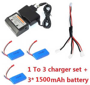 Wltoys WL WL912 RC Speed Boat spare parts 1 To 3 charger set + 3*7.4v 1500mAh battery set - Click Image to Close