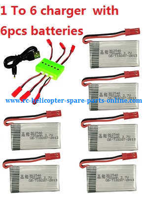 XK X250 quadcopter spare parts 1 To 6 charger + 6*3.7V 750mAh battery (JST)