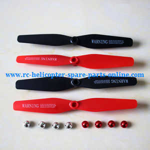 Syma X56 X56W RC quadcopter spare parts main blades (Red-Black) + caps of blades (Silver + Red)