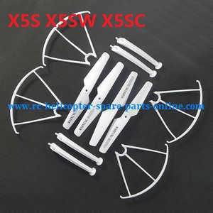 syma x5s x5sw x5sc quadcopter spare parts main blades + protection frame + undercarriage (White) - Click Image to Close