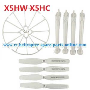 syma x5hc x5hw quadcopter spare parts main blades + protection set + undercarriage set (White) - Click Image to Close