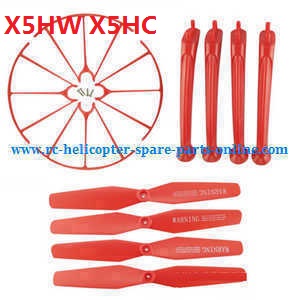 syma x5hc x5hw quadcopter spare parts main blades + protection set + undercarriage set (red)