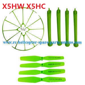 syma x5hc x5hw quadcopter spare parts main blades + protection set + undercarriage set (green)