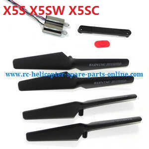 syma x5s x5sw x5sc x5hc x5hw quadcopter spare parts main blades + 2x motor + red switch + fixed set of cam (Black)