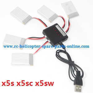syma x5s x5sw x5sc x5hc x5hw quadcopter spare parts 5* 500mAh battery + 1 To 5 charger set (x5s x5sw x5sc)