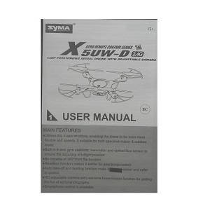 Syma x5uw-d quadcopter spare parts English manual instruction book
