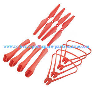 Syma X8SW X8SC X8SW-D RC quadcopter spare parts main blades + protection frame set + undercarriage (Red) - Click Image to Close
