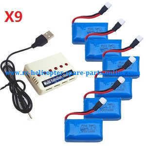 Syma x9 x9s RC fly car quadcopter spare parts 1 to 6 charger box set + 6*battery set (X9)