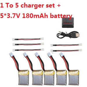 MJX X902 RC quadcopter spare parts 1 To 5 charger set + 5*3.7V 180mAh battery set