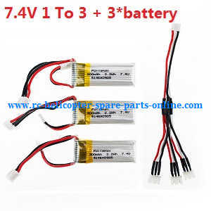 XK A600 RC Airplanes Helicopter spare parts 1 to 3 charger wire + 3* battery - Click Image to Close